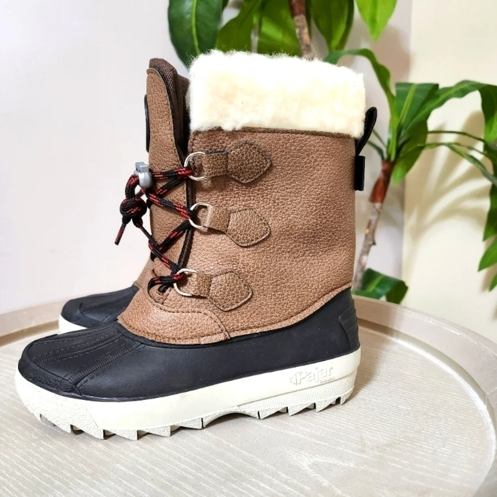 NEW Pajar Kids Marcel Warm Fleece Waterproof Boots 13T Brown